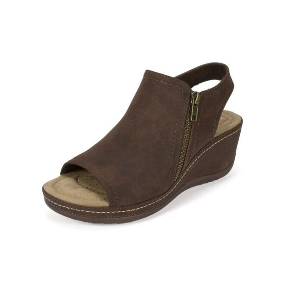 Cliffs by White Mountain Women’s Farrell Wedge Sandals 8.5M Side Zip C25369 - Picture 2 of 11